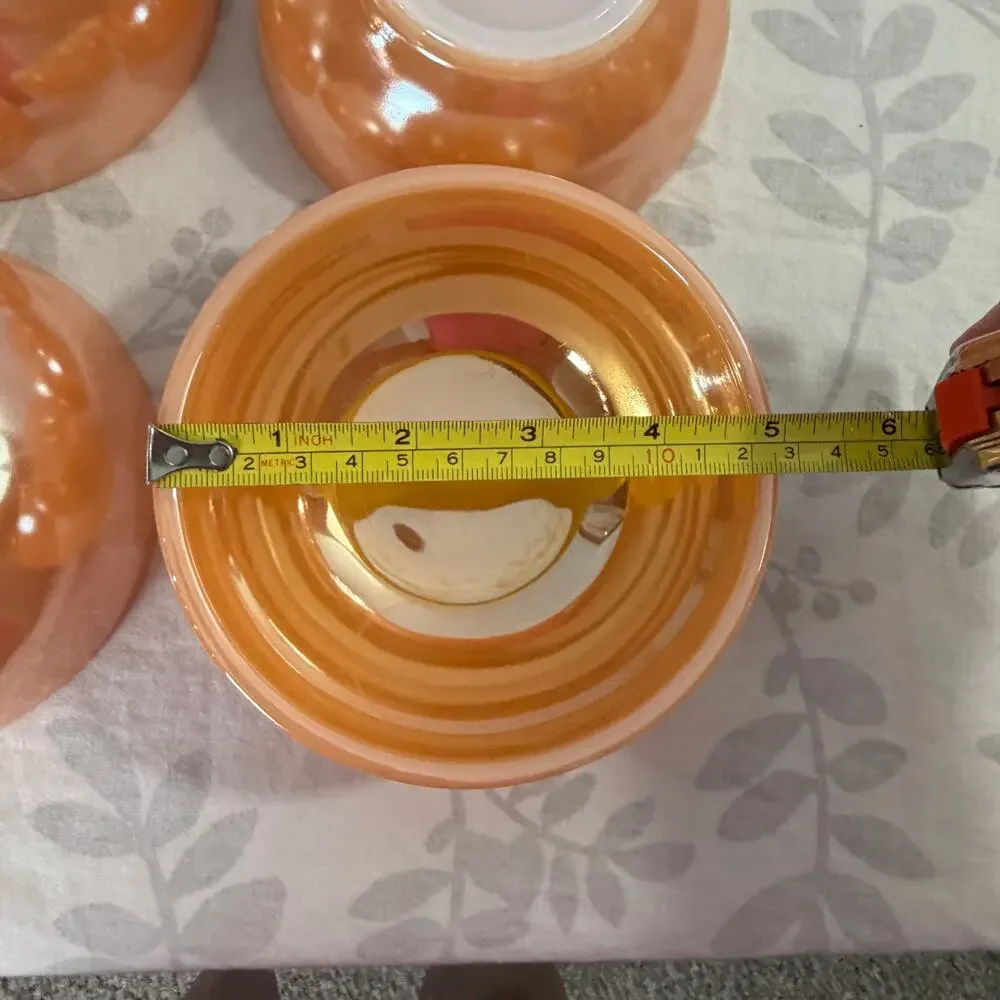 Fire-King Peach Lustre Berry Bowls Set of 4 Vintage Anchor Hocking USA